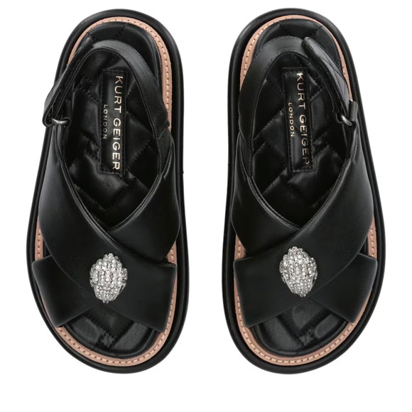 Kurt Geiger Shoes - Kurt Geiger Orson Sandals Women 39 Black Excellence Crystal Eagle Head Platform